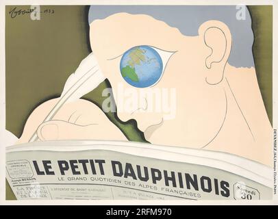 Le petit Dauphinois (journal). 1933 - Publicité vintage de Leonetto Cappiello Banque D'Images