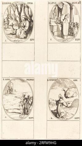 'Jacques Callot, St. Giles ; St. Lupus ; St. Anne ; St. Nonnosus, gravure, R.L. Collection Baumfeld, 1969,15,718' Banque D'Images