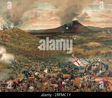 Bataille de la crête de la Mission ; 25 novembre 1863 ; - présenté avec les compliments de la McCormick Machine Company. Indique les voies de l'Union européenne sur les lignes confédérées durant le 2e jour de la bataille de Missionary Ridge ; comprend une insertion de la machine de récolte McCormick. Banque D'Images