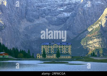 Italie, lac Misurina, Cortina d'Ampezzo, province de Belluno, Veneta Banque D'Images
