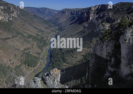 France, département de l'Aveyron, le Rozier, Saint-Pierre-des-Tripiers les gorges du Tarn, Parc national des Cévennes, Parc naturel régional des Grands Causses Banque D'Images