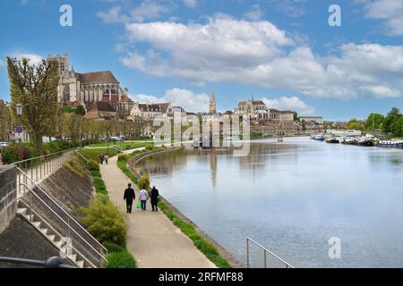 France, Bourgogne Franche région Comté, Yonne, Auxerre, Yonne, berges, quai de la République, Banque D'Images