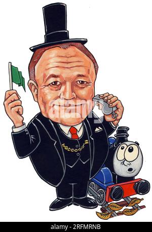 Caricature satirique de Ken Livingstone, ancien député travailliste, maire de Londres, qui a présenté la carte Oyster, s'est opposé à la privatisation du métro de Londres Banque D'Images