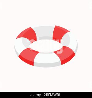 3d bouée de sauvetage rouge et blanche. Safe un concept de vie. Illustration vectorielle dans le style plat tendance isolé sur fond blanc. Illustration de Vecteur