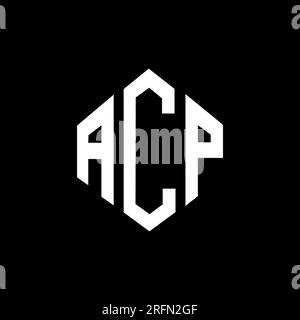 Logo de lettre ACP avec forme de polygone. Logo en forme de polygone et de cube ACP. Modèle de logo vectoriel hexagone ACP couleurs blanc et noir. ACP monogr Illustration de Vecteur