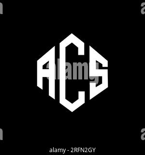 Logo de lettre ACS avec forme de polygone. Logo en forme de polygone ACS et de cube. Modèle de logo vectoriel ACS hexagone couleurs blanc et noir. ACS monogr Illustration de Vecteur