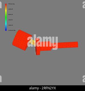 Analyse FEM de joint et axe, composant de suspension, analyse par éléments finis Banque D'Images