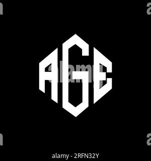Logo de lettre D'ÂGE avec forme de polygone. Polygone D'ÂGE et logo en forme de cube. Modèle de logo vecteur hexagone AGE couleurs blanches et noires. ÂGE monogr Illustration de Vecteur