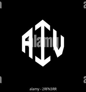 Logo de lettre AIV avec forme de polygone. Logo en forme de polygone et de cube AIV. Modèle de logo vectoriel hexagone AIV couleurs blanc et noir. AIV monogr Illustration de Vecteur