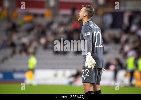 Aarhus, Danemark. 03 août 2023. Le gardien Simon Mignolet (22 ans) du Club Brugge vu lors du match de qualification de l'UEFA Conference League entre Aarhus GF et le Club Brugge au Ceres Park à Aarhus. (Crédit photo : Gonzales photo/Alamy Live News Banque D'Images