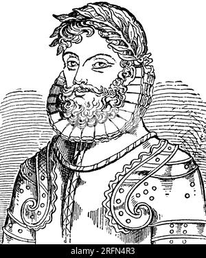 Luis de Camoes (c. 1524 ou 1525 - 10 juin 1580) est considéré comme le plus grand poète du Portugal, surtout connu pour son œuvre épique les Lusiades. Le jour de sa mort, le 10 juin, est la fête nationale du Portugal. Illustration, George J. Hagar, vers 1916. Banque D'Images