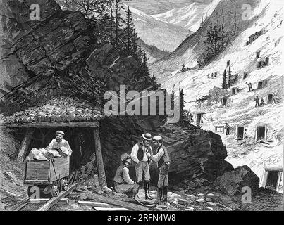 Mines d'or et d'argent au Colorado. Illustration de Harper's Weekly, 18 juillet 1874. Banque D'Images