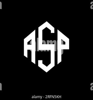 Logo de lettre ASP avec forme de polygone. Design de logo ASP polygone et cube. Modèle de logo vectoriel ASP hexagone couleurs blanches et noires. ASP monogr Illustration de Vecteur