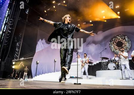 Skanderborg, Danemark. 04th, août 2023. Le chanteur et compositeur pop danois Christopher donne un concert live lors du festival de musique danois SmukFest 2023 à Skanderborg. (Crédit photo : Gonzales photo - Lasse Lagoni). Banque D'Images
