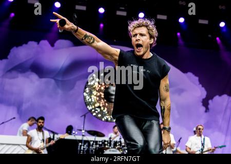 Skanderborg, Danemark. 04th, août 2023. Le chanteur et compositeur pop danois Christopher donne un concert live lors du festival de musique danois SmukFest 2023 à Skanderborg. (Crédit photo : Gonzales photo - Lasse Lagoni). Banque D'Images