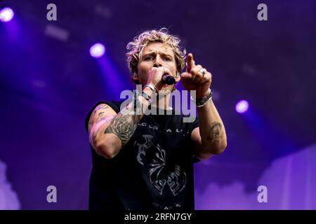 Skanderborg, Danemark. 04th, août 2023. Le chanteur et compositeur pop danois Christopher donne un concert live lors du festival de musique danois SmukFest 2023 à Skanderborg. (Crédit photo : Gonzales photo - Lasse Lagoni). Banque D'Images