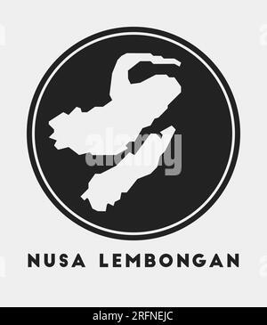 Icône Nusa Lembongan. Logo rond avec carte de l'île et titre. Badge élégant Nusa Lembongan avec carte. Illustration vectorielle. Illustration de Vecteur