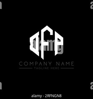Logo de lettre DFP avec forme de polygone. Logo en forme de polygone et de cube DFP. Modèle de logo vectoriel hexagonal DFP couleurs blanches et noires. DFP monogr Illustration de Vecteur