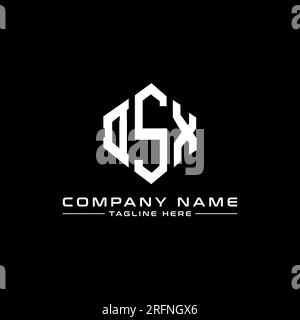 Conception de logo de lettre DSX avec forme de polygone. Conception de logo en forme de polygone et de cube DSX. Modèle de logo vectoriel DSX hexagone couleurs blanches et noires. DSX monogr Illustration de Vecteur
