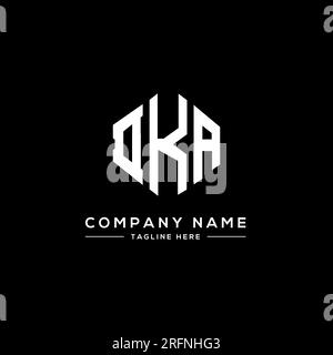 Logo de lettre DKA avec forme de polygone. Logo en forme de polygone et de cube DKA. Modèle de logo vectoriel hexagone DKA couleurs blanc et noir. DKA monogr Illustration de Vecteur