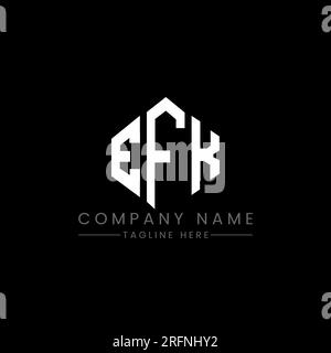 Logo de lettre EFK avec forme de polygone. Logo en forme de polygone et de cube EFK. Modèle de logo vectoriel hexagone EFK couleurs blanches et noires. Monogr. EFK Illustration de Vecteur