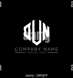 Conception de logo de lettre DUN avec forme de polygone. Design de logo en forme de polygone et de cube DUN. Modèle de logo vectoriel hexagone DUN couleurs blanches et noires. DUN monogr Illustration de Vecteur
