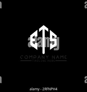Logo de lettre ETS avec forme de polygone. Logo en forme de polygone et de cube ETS. Modèle de logo vectoriel ETS hexagone couleurs blanc et noir. ETS monogr Illustration de Vecteur