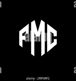 Logo de lettre FMC avec forme de polygone. Logo en forme de polygone et de cube FMC. Modèle de logo vectoriel hexagone FMC couleurs blanc et noir. Monogr. FMC Illustration de Vecteur