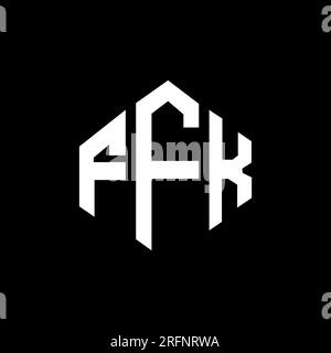 Logo de lettre FFK avec forme de polygone. Polygone FFK et logo en forme de cube. Modèle de logo vectoriel hexagone FFK couleurs blanc et noir. FFK monogr Illustration de Vecteur