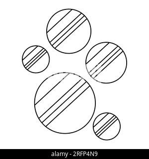 Ensemble de miroirs ronds simples sans cadre avec réflexion, illustration vectorielle plate de style doodle pour livre de coloriage pour enfants Illustration de Vecteur