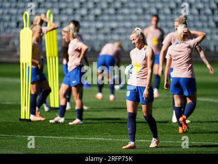 L'anglaise Chloe Kelly réagit lors d'une séance d'entraînement au Central Coast Stadium à Gosford, en Australie. Date de la photo : Vendredi 4 août 2023. Banque D'Images