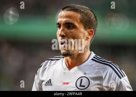 Varsovie, Pologne. 03 août 2023. Josue Pesqueira de Legia vu lors du deuxième tour de qualification de l'UEFA Europa Conference League entre Legia Warszawa et le FC Ordabasy Shymkent au Marshal Jozef Pilsudski Legia Warsaw Municipal Stadium. Score final ; Legia Warszawa 3:2 FC Ordabasy Shymkent. Crédit : SOPA Images Limited/Alamy Live News Banque D'Images