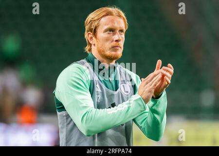 Varsovie, Pologne. 03 août 2023. Radovan Pankov de Legia applaudit le match du deuxième tour de qualification de l'UEFA Europa Conference League entre Legia Warszawa et le FC Ordabasy Shymkent au Marshal Jozef Pilsudski Legia Varsovie Municipal Stadium. Score final ; Legia Warszawa 3:2 FC Ordabasy Shymkent. Crédit : SOPA Images Limited/Alamy Live News Banque D'Images