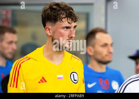Varsovie, Pologne. 03 août 2023. Kacper Tobiasz de Legia vu lors du deuxième tour de qualification de l'UEFA Europa Conference League entre Legia Warszawa et le FC Ordabasy Shymkent au Marshal Jozef Pilsudski Legia Warsaw Municipal Stadium. Score final ; Legia Warszawa 3:2 FC Ordabasy Shymkent. (Photo Mikolaj Barbanell/SOPA Images/Sipa USA) crédit : SIPA USA/Alamy Live News Banque D'Images