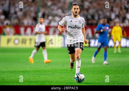 Varsovie, Pologne. 03 août 2023. Yuri Ribeiro de Legia en action lors du deuxième tour de qualification de l'UEFA Europa Conference League entre Legia Warszawa et le FC Ordabasy Shymkent au stade municipal Marshal Jozef Pilsudski Legia de Varsovie. Score final ; Legia Warszawa 3:2 FC Ordabasy Shymkent. (Photo Mikolaj Barbanell/SOPA Images/Sipa USA) crédit : SIPA USA/Alamy Live News Banque D'Images