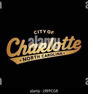 Motif lettrage City of Charlotte. Charlotte, Caroline du Nord conception typographique. Vecteur et illustration. Illustration de Vecteur