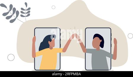 Gagnants de succès d'équipe, bonjour cinq ou félicitations pour la réalisation de l'objectif d'entreprise.illustration vectorielle plate. Illustration de Vecteur