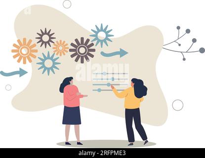 Gestion du flux de travail, optimisation du processus de travail pour de meilleurs résultats, gestion d'équipe ou plan de développement et concept de procédure.illustration vectorielle plate Illustration de Vecteur