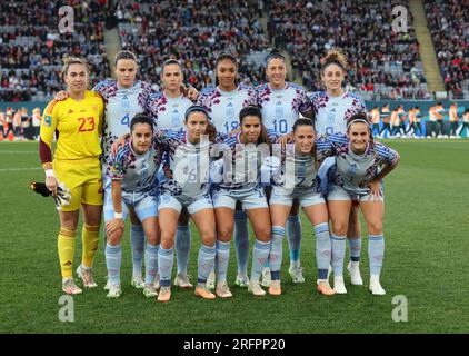 Auckland, Nouvelle-Zélande. 5 août 2023. Les joueuses originales de l'Espagne s'alignent avant le match de la ronde de 16 entre la Suisse et l'Espagne à la coupe du monde féminine de la FIFA 2023 à Auckland, Nouvelle-Zélande, le 5 août 2023. Crédit : Qin Lang/Xinhua/Alamy Live News Banque D'Images