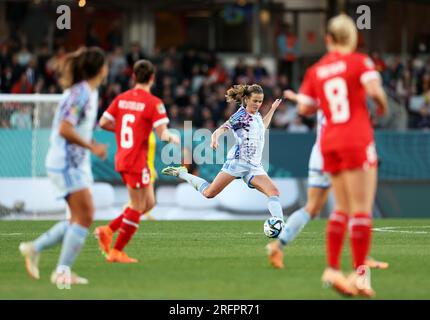 Auckland, Nouvelle-Zélande. 5 août 2023. L'espagnole Irene Paredes tire lors du match de la ronde de 16 entre la Suisse et l'Espagne à la coupe du monde féminine de la FIFA 2023 à Auckland, Nouvelle-Zélande, le 5 août 2023. Crédit : Qin Lang/Xinhua/Alamy Live News Banque D'Images