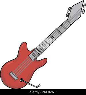 Guitare électrique rouge dessin animé. illustration vetcor Illustration de Vecteur