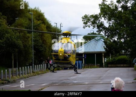 L'Ambulance aérienne du Nord-Ouest décolle d'un incident Banque D'Images