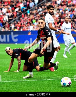 Leverkusen, Allemagne. 05 août 2023. Football : matchs d'essai, Bayer Leverkusen - West Ham United, à la BayArena, Florian Wirtz de Leverkusen en action. Crédit : Roberto Pfeil/dpa/Alamy Live News Banque D'Images