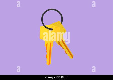 Icône de dessin à plat stylisé de groupe de touches. Location d'appartement maison pour concept de vente. Vie privée, sécurité et protection de la propriété, bâtiment, h Banque D'Images