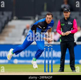 Manchester, Royaume-Uni. 05 août 2023. 5 août 2023 ; Old Trafford Cricket Ground, Manchester, Angleterre : The Hundred Mens Cricket, Manchester Originals versus London Spirit ; Daniel Worrall de London Spirit bowling Credit : action plus Sports Images/Alamy Live News Banque D'Images