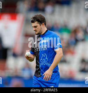 Manchester, Royaume-Uni. 05 août 2023. 5 août 2023 ; Old Trafford Cricket Ground, Manchester, Angleterre : The Hundred Mens Cricket, Manchester Originals versus London Spirit ; Jordan Thompson of London Spirit Credit : action plus Sports Images/Alamy Live News Banque D'Images