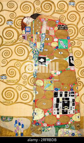 Gustav Klimt, Fulfillment (Lovers), de l'arbre de vie, peinture abstraite en techniques mixtes, 1910-1911 Banque D'Images