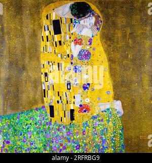 Le baiser, Klimt. Peinture à l'huile sur toile de Gustav Klimt, vers 1907 Banque D'Images