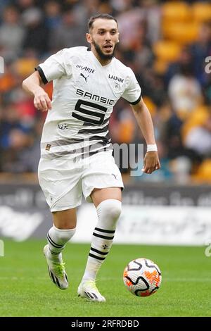 Amine Gouiri du Stade Rennais en action lors du match amical de pré-saison au Molineux Stadium, Wolverhampton. Date de la photo : Samedi 5 août 2023. Banque D'Images