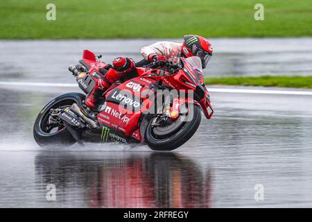 NORTHAMPTON, ROYAUME-UNI. 05 août 23. Francesco Bagnaia (ITA) de Ducati Lenovo Team en qualification 2 lors du Grand Prix de Grande-Bretagne Monster Energy au circuit de Silverstone le samedi 05 août 2023 à NORTHAMPTON, EN ANGLETERRE. Crédit : Taka G Wu/Alamy Live News Banque D'Images